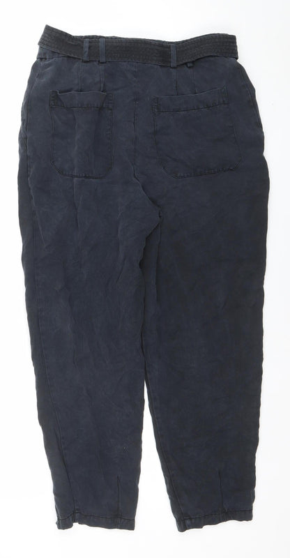 Womens UK Size 10 Ted Baker Regular Fit Paperbag Blue Trousers
