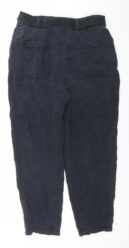 Womens UK Size 10 Ted Baker Regular Fit Paperbag Blue Trousers