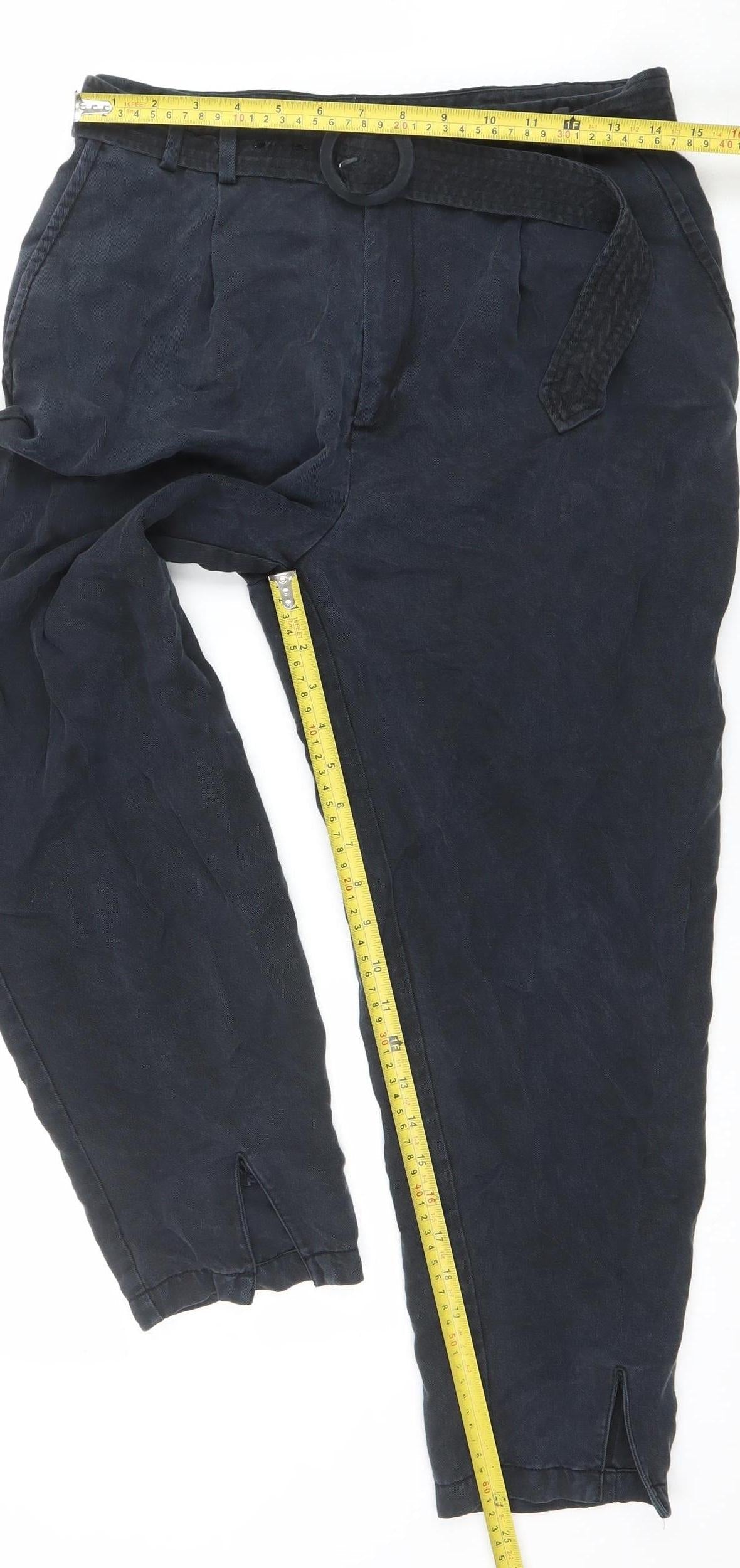 Womens UK Size 10 Ted Baker Regular Fit Paperbag Blue Trousers