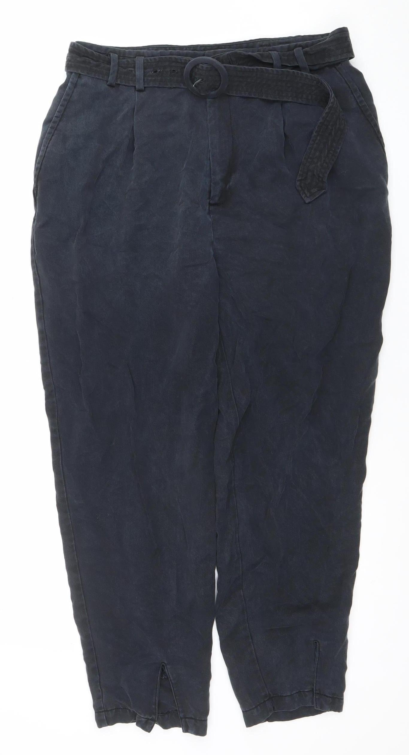 Womens UK Size 10 Ted Baker Regular Fit Paperbag Blue Trousers