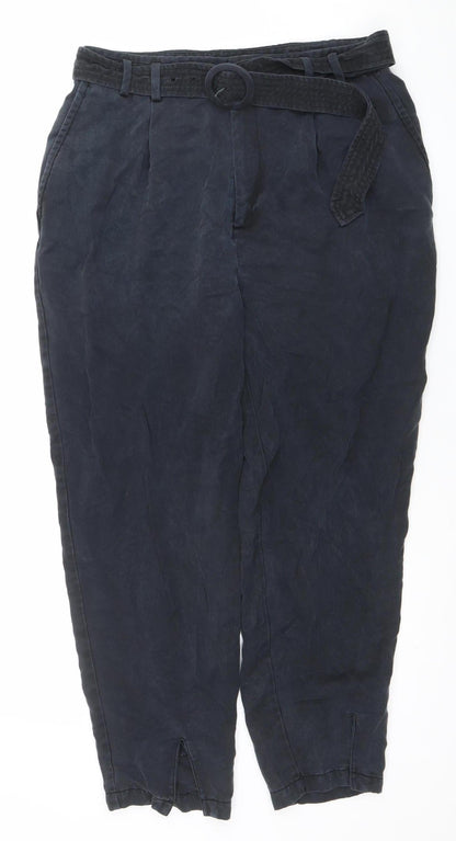Womens UK Size 10 Ted Baker Regular Fit Paperbag Blue Trousers