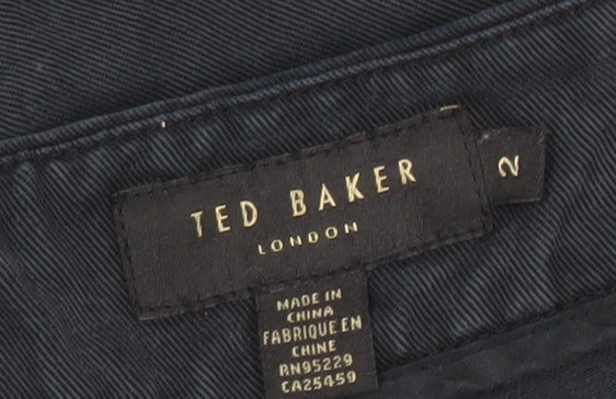 Womens UK Size 10 Ted Baker Regular Fit Paperbag Blue Trousers