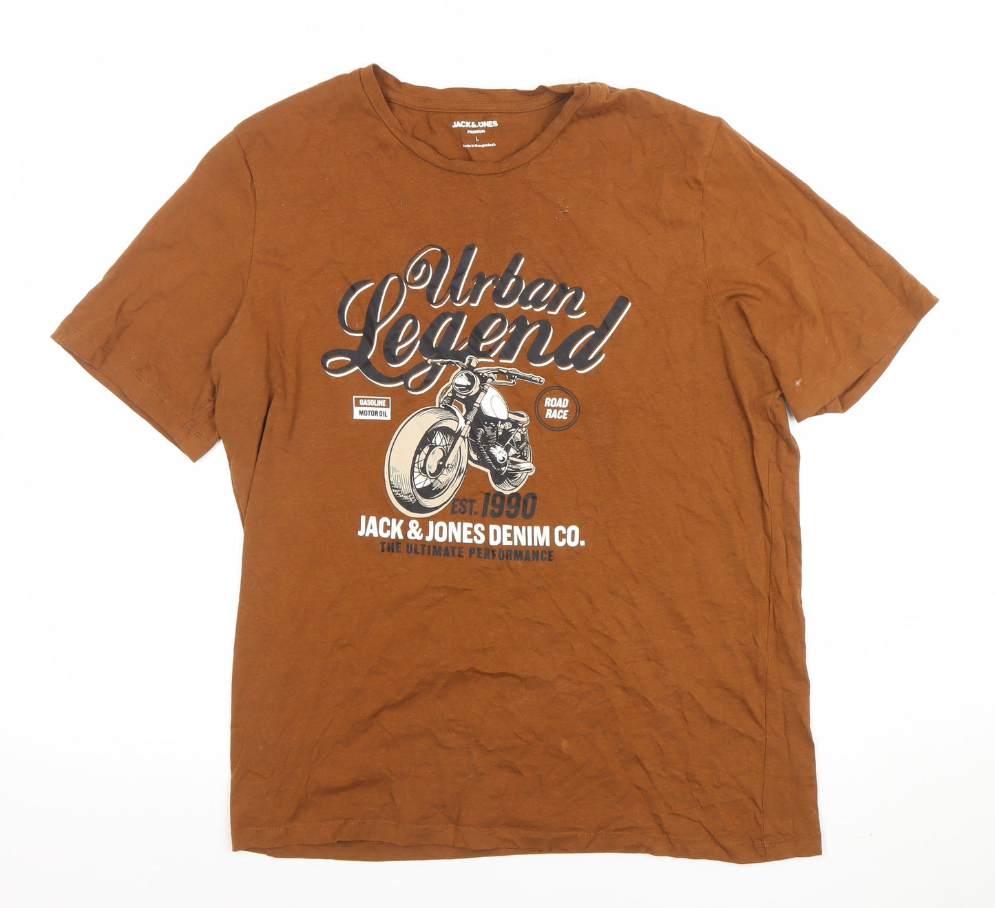 Mens UK Size L JACK & JONES Brown  T-Shirt
