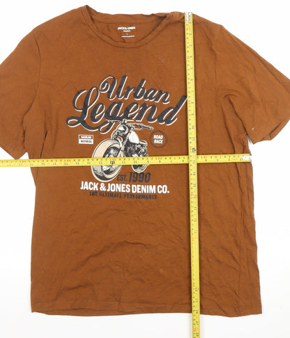 Mens UK Size L JACK & JONES Brown  T-Shirt