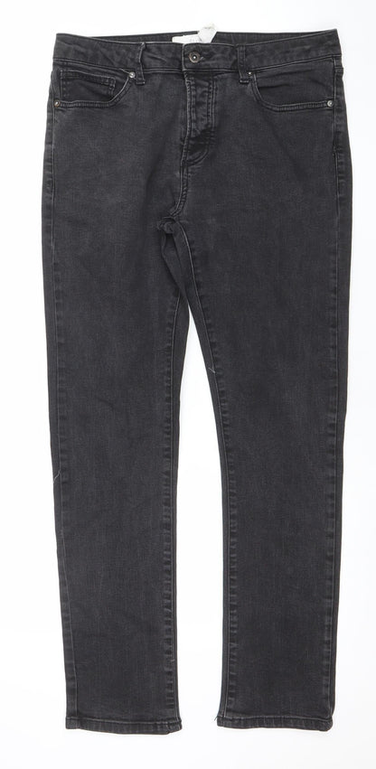 Mens UK Size L Topman Slim Fit Straight Black Jeans