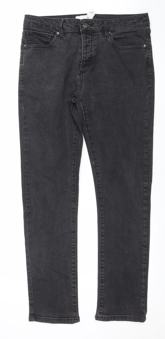 Mens UK Size L Topman Slim Fit Straight Black Jeans