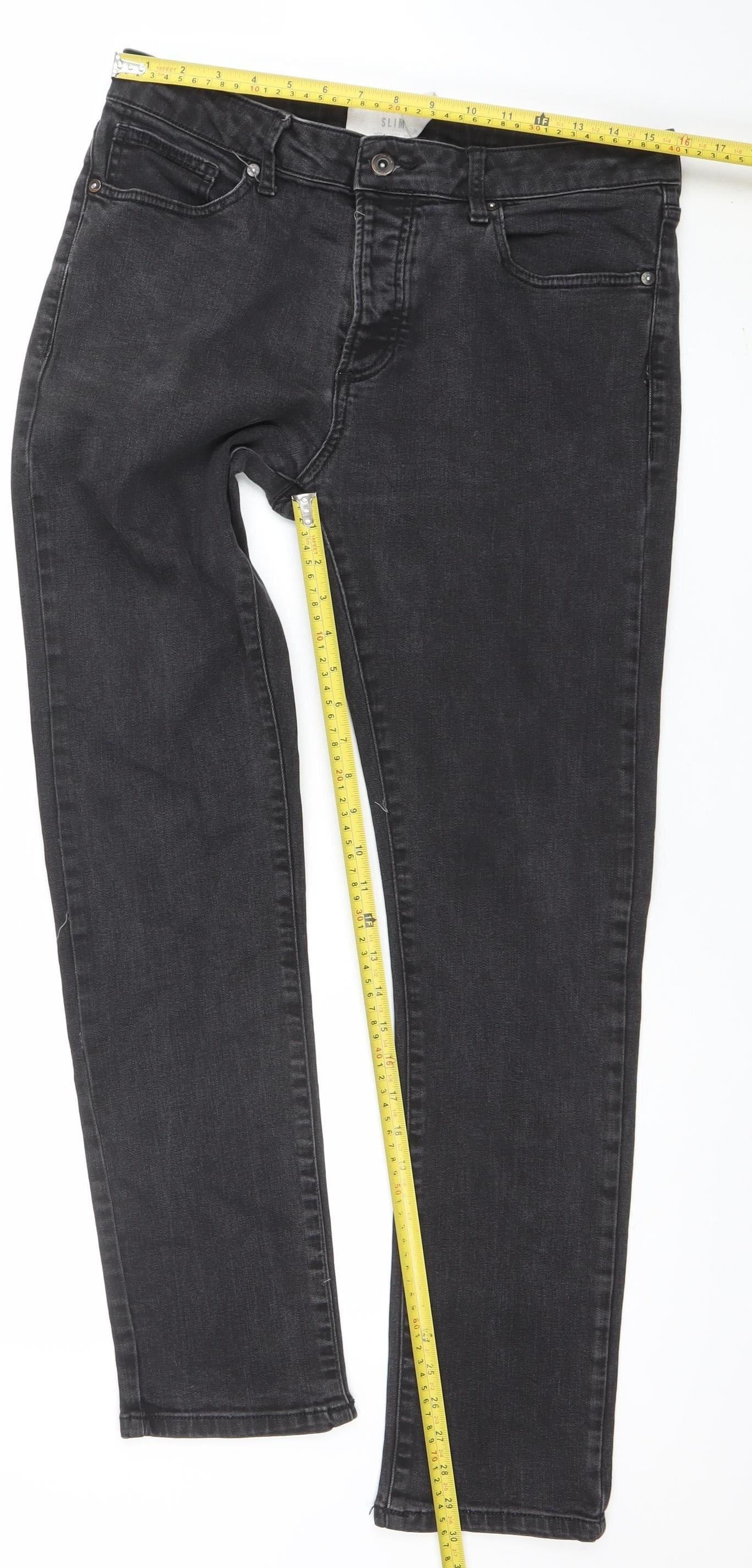 Mens UK Size L Topman Slim Fit Straight Black Jeans