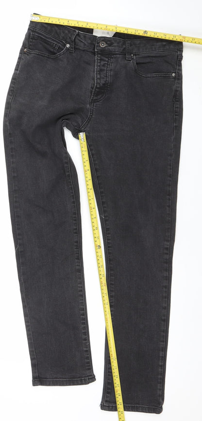 Mens UK Size L Topman Slim Fit Straight Black Jeans