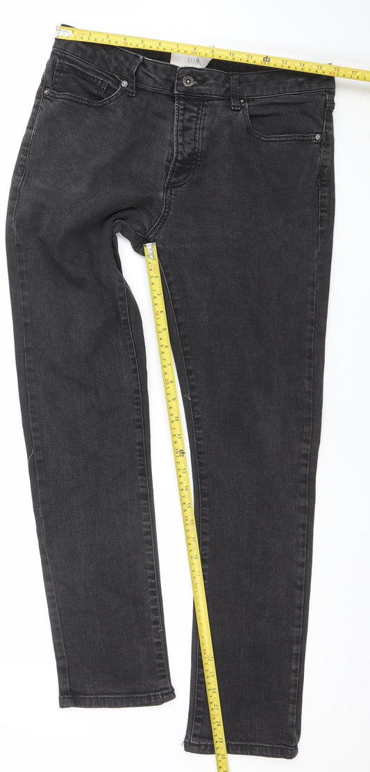 Mens UK Size L Topman Slim Fit Straight Black Jeans