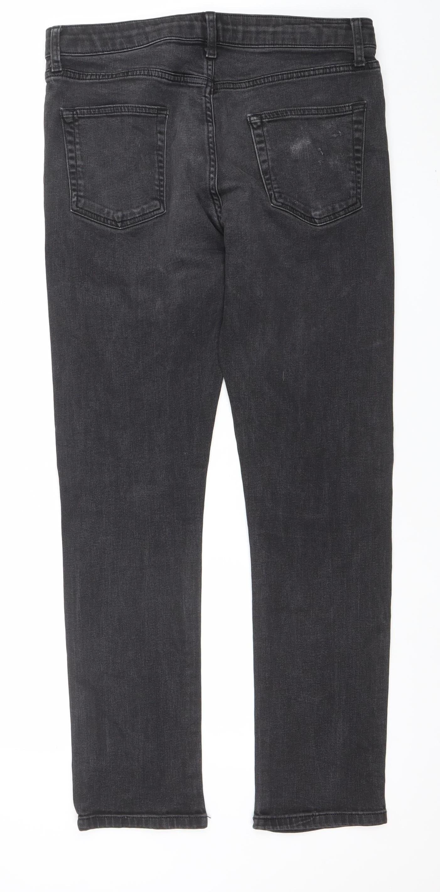 Mens UK Size L Topman Slim Fit Straight Black Jeans