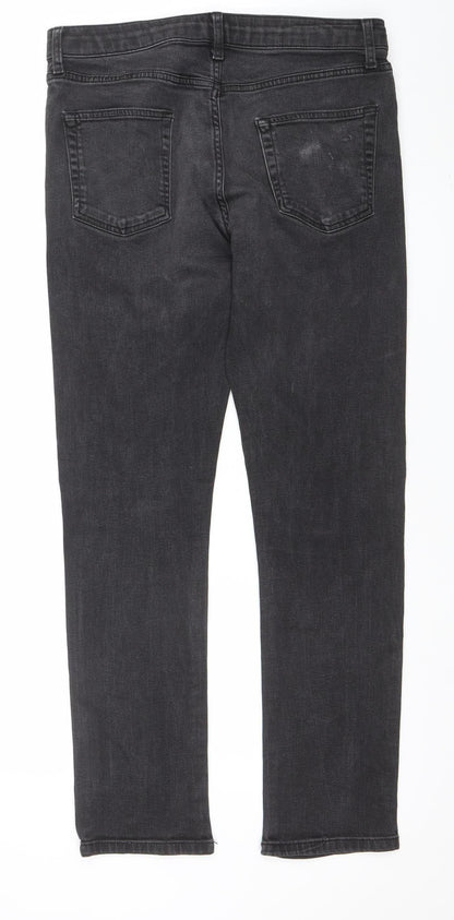 Mens UK Size L Topman Slim Fit Straight Black Jeans