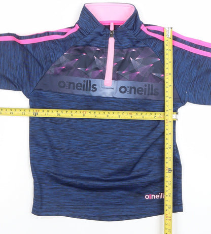 O’Neills Girls Blue Pink 1/4 Zip Long Sleeve Sports Top Age 3-4 Years