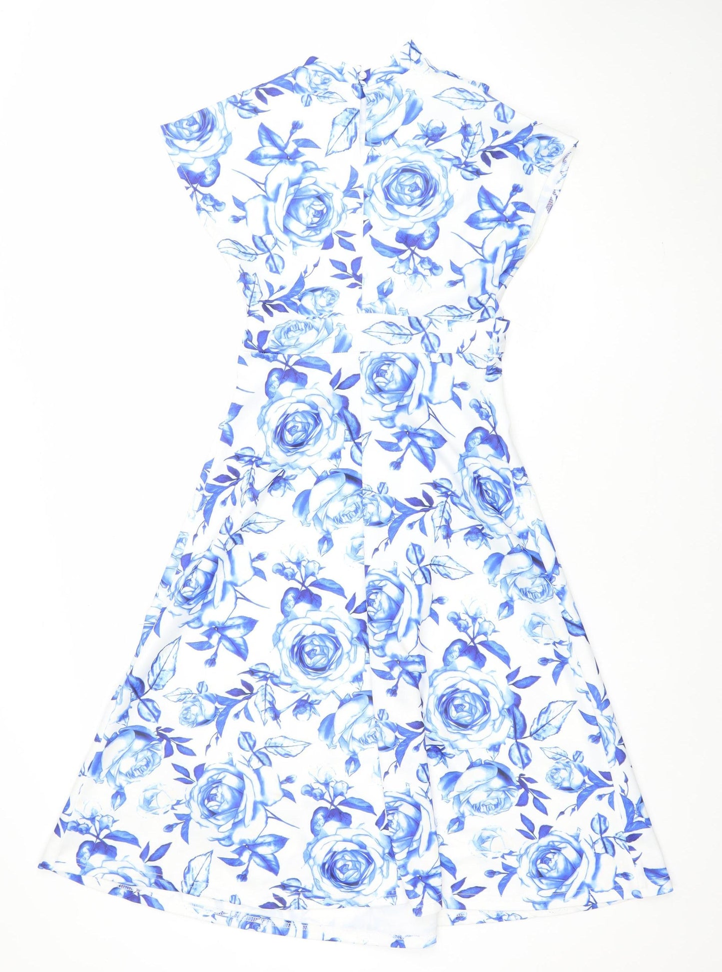 Boohoo Women's Blue Floral Strapless Bodycon Dress Size 10