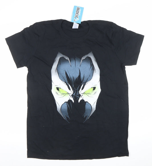 Gildan Men's Black Spawn Graphic Cotton T-Shirt Size M Short Sleeve