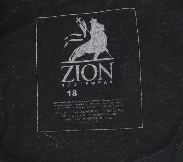 Womens UK Size 18 Zion Rootswear Black Basic T-Shirt