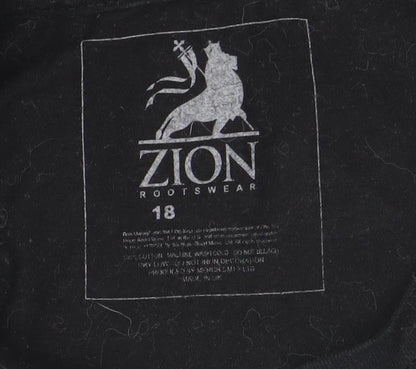Womens UK Size 18 Zion Rootswear Black Basic T-Shirt