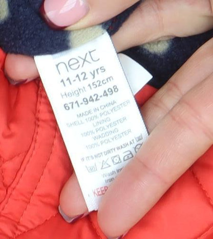 Girls UK Size 11-12 Years NEXT Red Quilted Coat