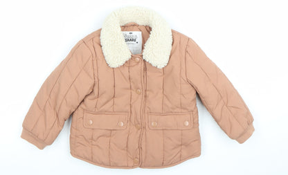F&F Unisex Baby Beige Quilted Padded Jacket 18-24 Months