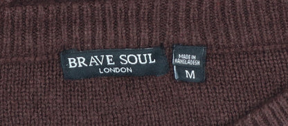Womens UK Size M Brave Soul Brown Pullover Jumper