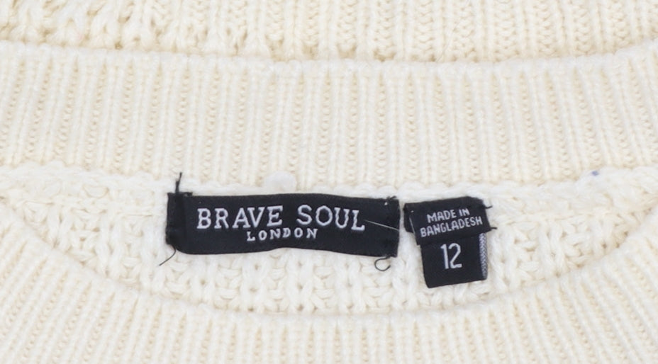 Womens UK Size 12 Brave Soul Ivory Pullover Jumper