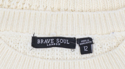 Womens UK Size 12 Brave Soul Ivory Pullover Jumper