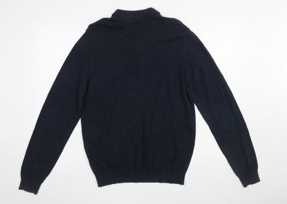 Mens UK Size L Farah Blue Henley Jumper