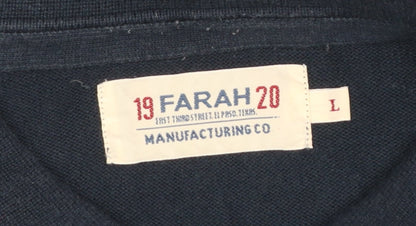 Mens UK Size L Farah Blue Henley Jumper