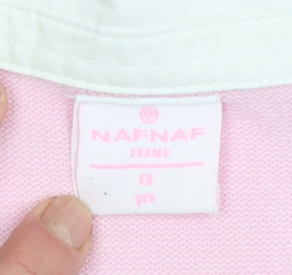 Girls UK Size 13 Years NAFNAF Pink Pullover Jumper