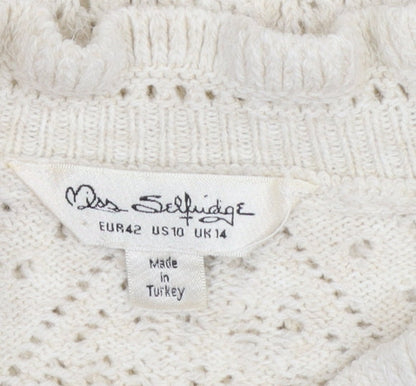 Womens UK Size 14 Miss Selfridge Ivory Pullover Jumper
