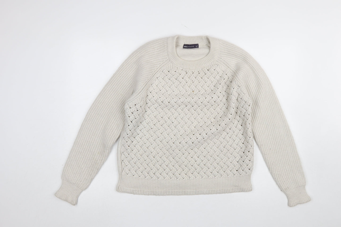 Womens UK Size M Marks and Spencer Beige Pullover Jumper
