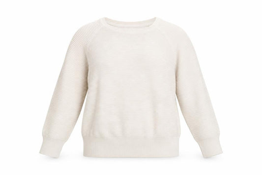 Front view of French Connection Women Ivory Cotton Jumper S Crew Neck 3/4 Sleeve
