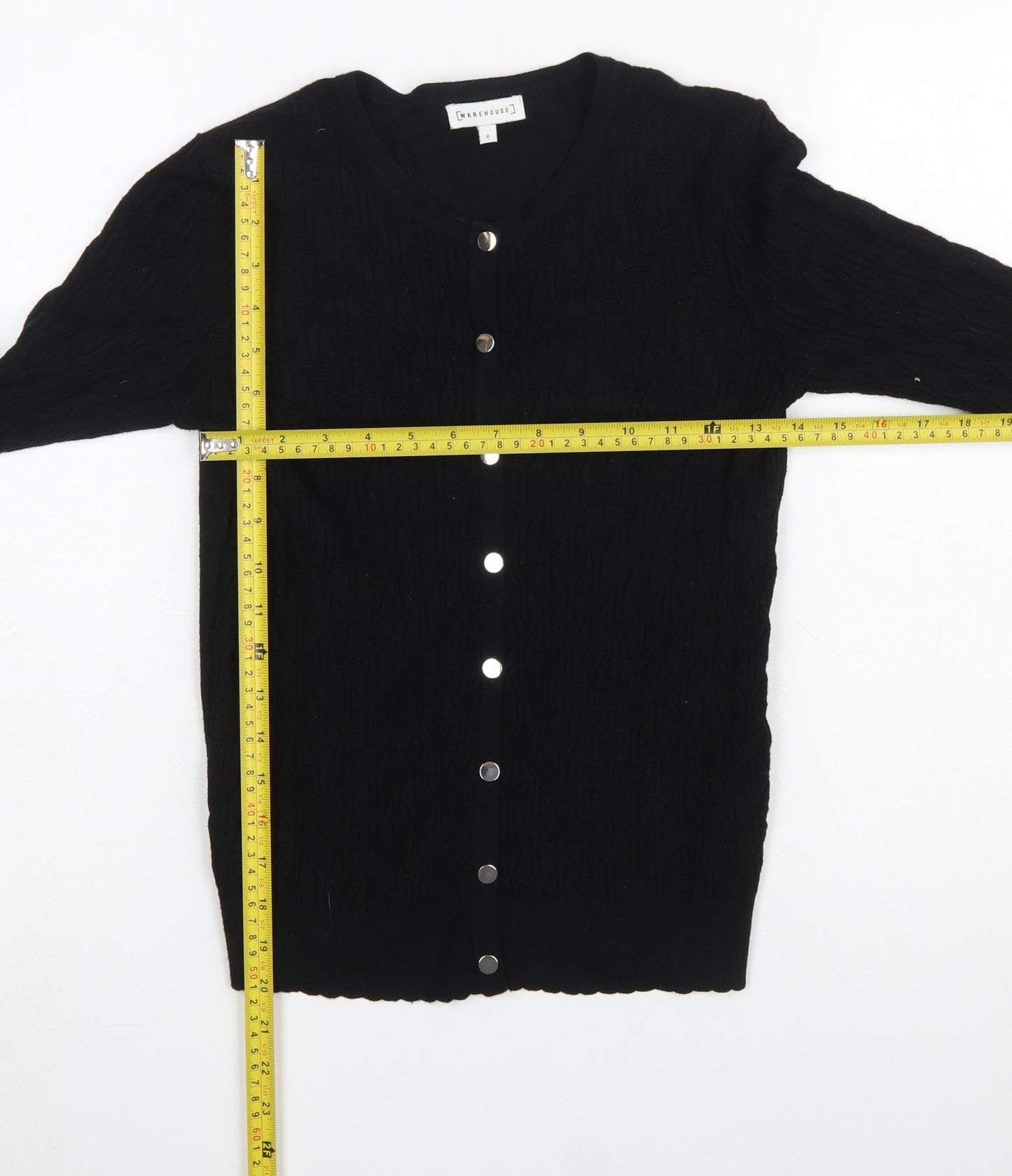 Womens UK Size 6 Warehouse Black Cardigan Jumper