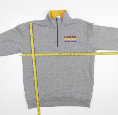 Mens UK Size XS VANS Grey 1/2 Zip Sweatshirt