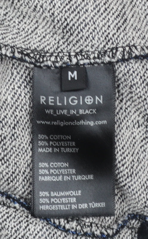 Mens UK Size M Religion Black Full Zip Hoodie