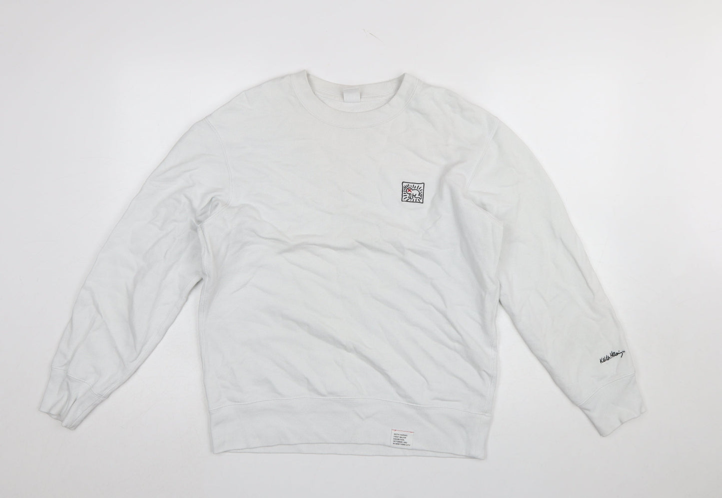 Mens UK Size M Uniqlo White Pullover Sweatshirt