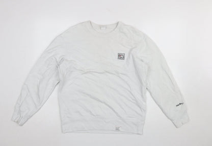 Mens UK Size M Uniqlo White Pullover Sweatshirt