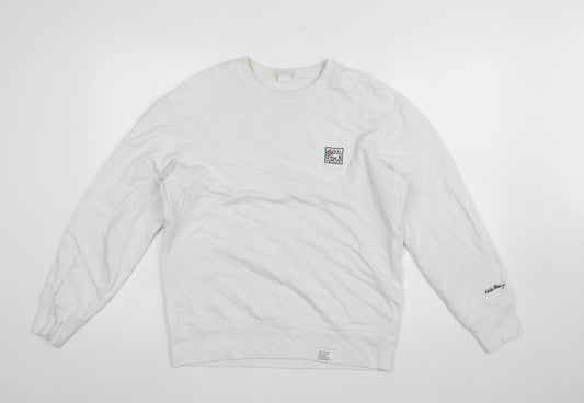 Mens UK Size M Uniqlo White Pullover Sweatshirt