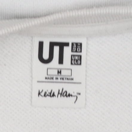 Mens UK Size M Uniqlo White Pullover Sweatshirt