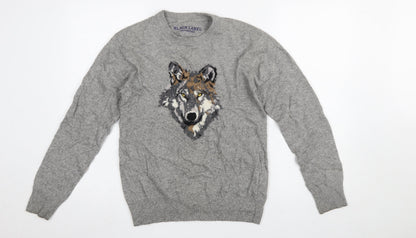 Womens UK Size M Black Label Crestbridge Grey Pullover Jumper