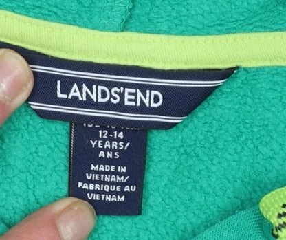 Boys UK Size 12-14 Years Lands' End Green Pullover Hoodie