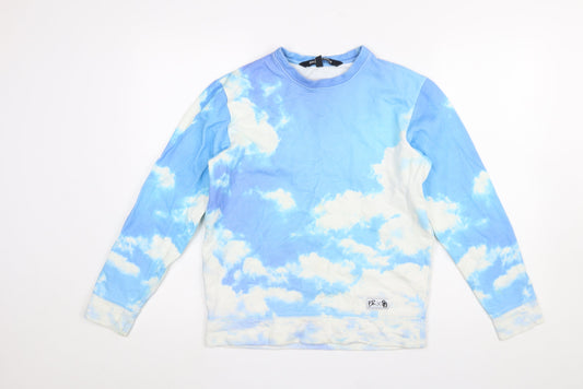 Womens UK Size S Breaking Rocks Blue Pullover Sweatshirt