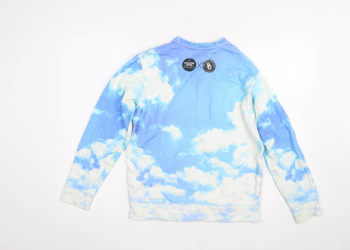 Womens UK Size S Breaking Rocks Blue Pullover Sweatshirt