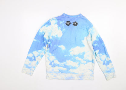 Womens UK Size S Breaking Rocks Blue Pullover Sweatshirt