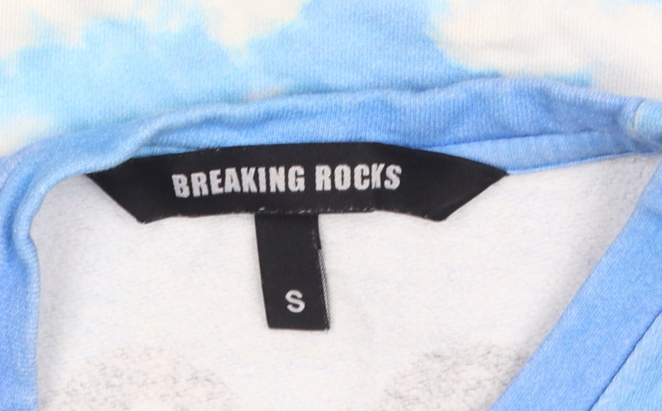 Womens UK Size S Breaking Rocks Blue Pullover Sweatshirt