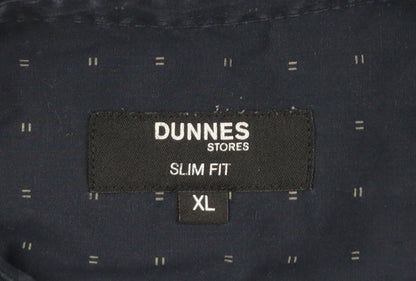 Dunnes Stores Men's Navy Slim Fit Long Sleeve Button-Up Shirt XL