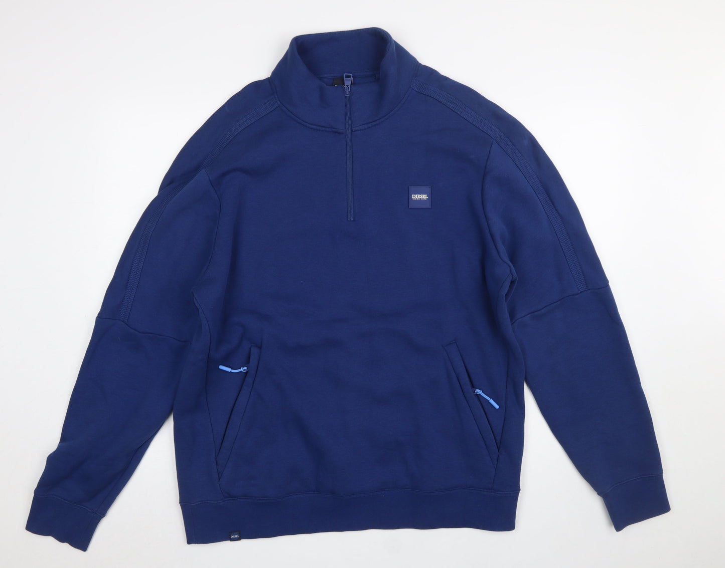 Mens UK Size XL Diesel Blue Henley Sweatshirt
