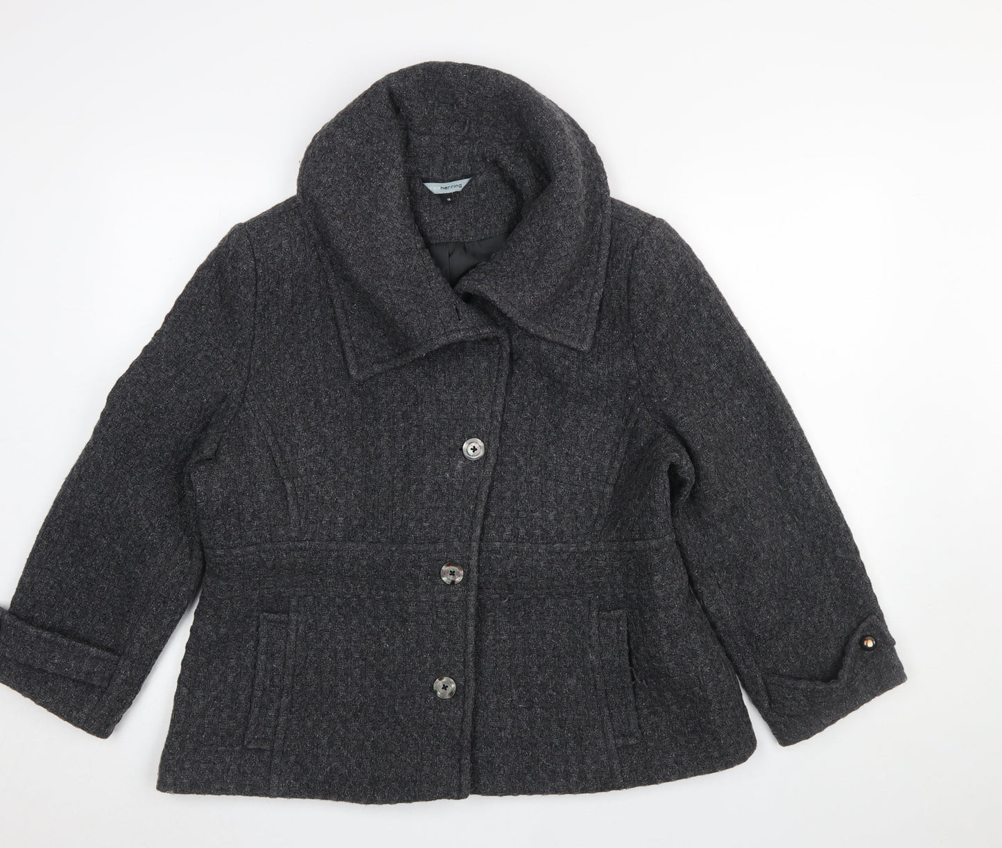 Womens UK Size 18 Red Herring Grey Pea Coat