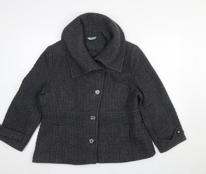 Womens UK Size 18 Red Herring Grey Pea Coat