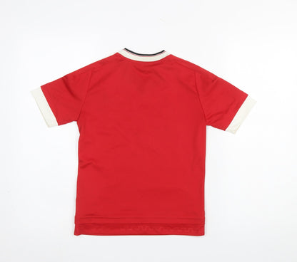 adidas Boys Red Manchester United Football Jersey 9-10 Years Climalite T-Shirt