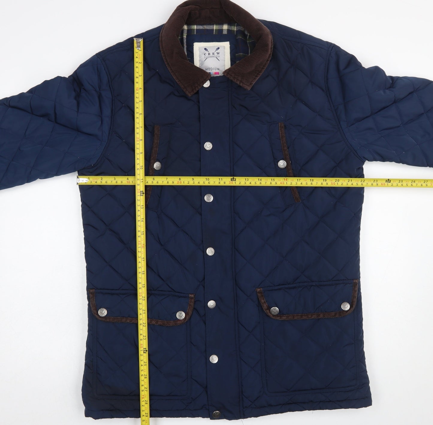 Mens UK Size M Crew Clothing Co. Blue Quilted Coat